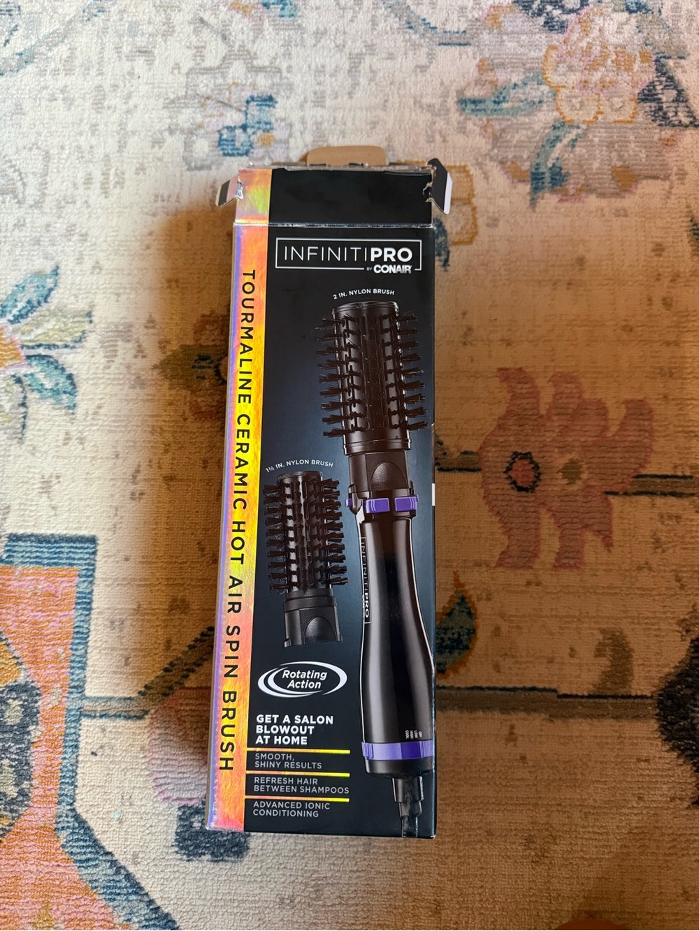 Black & Purple Rotating Hot Air Brush